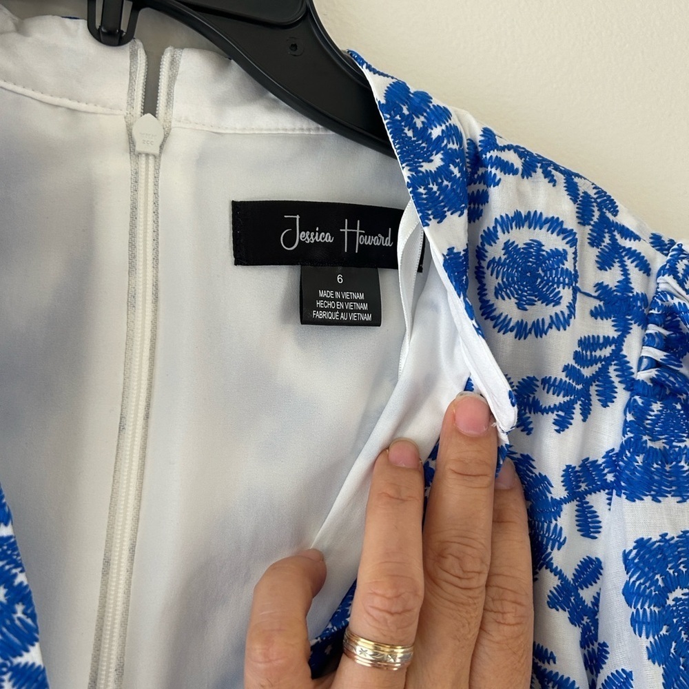 NWOT Jessica Howard Floral Blue and White Dress - Picture 12 of 16